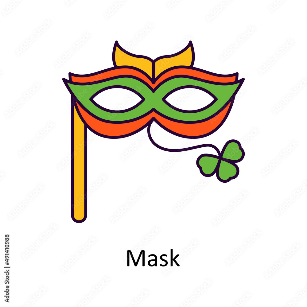Mask Vector Filled Outline Icon Design illustration. St Patrick's Day Symbol on White background EPS 10 File Mask Vector Filled Outline Icon Design illustration. St Patrick's Day Symbol on White background EPS 10 File