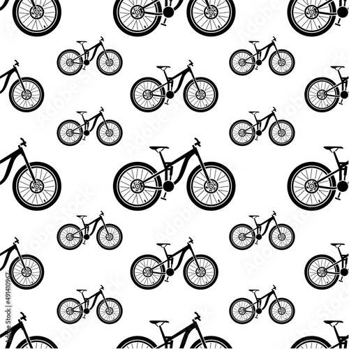 Bike. Seamless pattern with bicycle parts for print, web design. Vector image. 