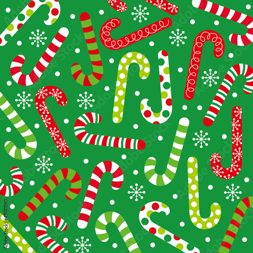 christmas seamless pattern with candy cane