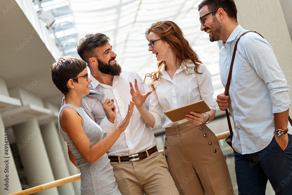 Fototapeta premium Collaboration and analysis by business people working together in office