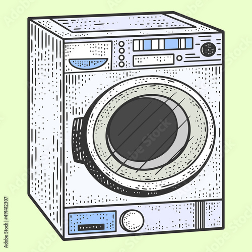 Household appliances, washing machines. Sketch scratch color.