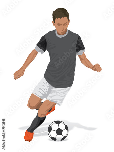 Football player in action on illustration graphic vector