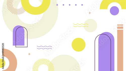 Abstract colorful Memphis flat geometric shapes background. Abstract composition with lines square dot triangle circle and wavy flat style. Design for poster  presentation  card  cover  banner.