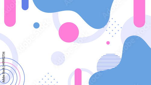 Abstract colorful Memphis flat geometric shapes background. Abstract composition with lines square dot triangle circle and wavy flat style. Design for poster, presentation, card, cover, banner. © Salman