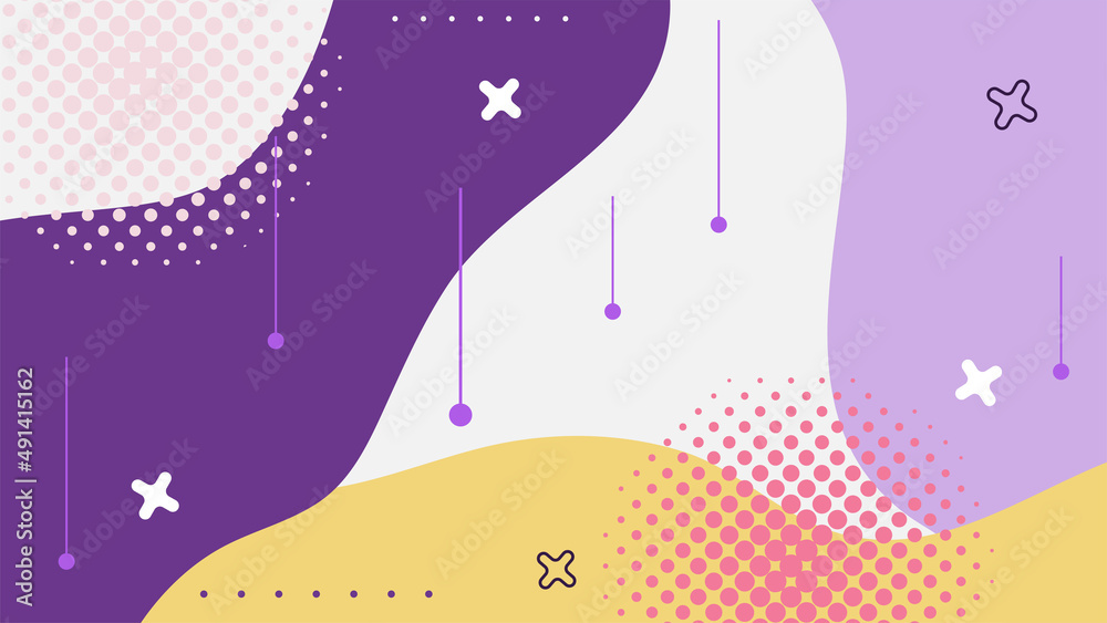 Abstract colorful Memphis flat geometric shapes background. Abstract composition with lines square dot triangle circle and wavy flat style. Design for poster, presentation, card, cover, banner. Abstract colorful Memphis flat geometric shapes background. Abstract composition with lines square dot triangle circle and wavy flat style. Design for poster, presentation, card, cover, banner.
