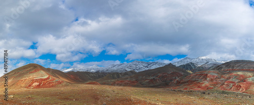 Colored red mountains in the Khizi region in Azerbaijan