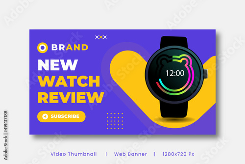 Best smart watch video thumbnail or web banner template. Customizable web banner template and thumbnail. Video cover photo fully editable for social media