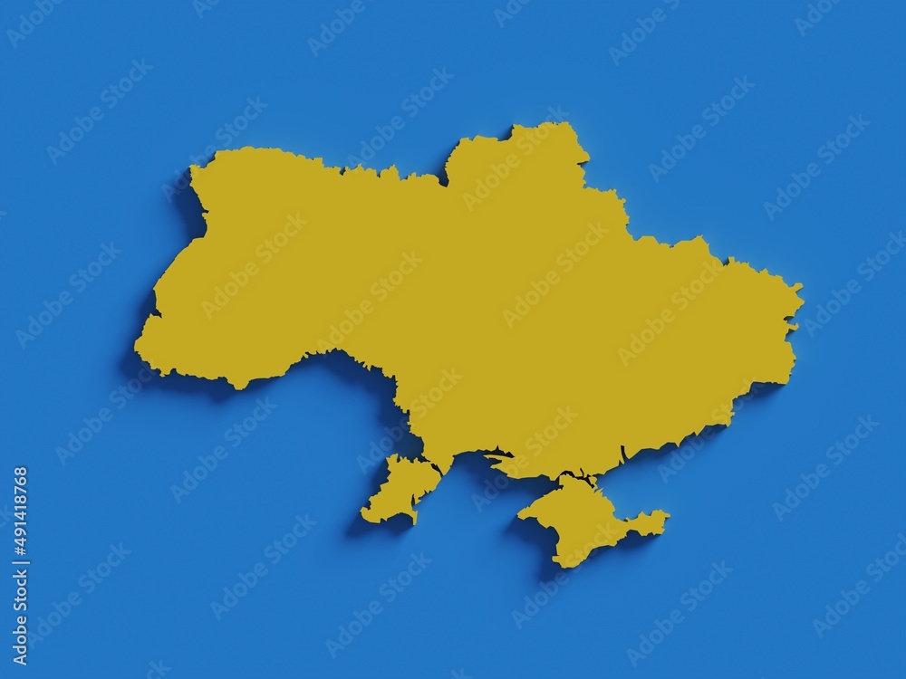 Map of Ukraine, colors of national flag, shadow icon. High quality photo Map of Ukraine, colors of national flag, shadow icon. High quality photo