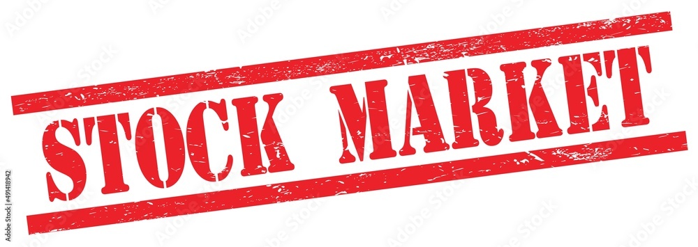 STOCK MARKET text on red grungy rectangle stamp. STOCK MARKET text on red grungy rectangle stamp.