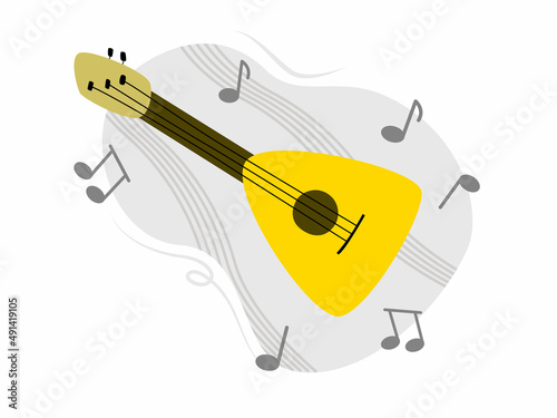 Wooden balalaika simple vector illustration. Russian musical instrument