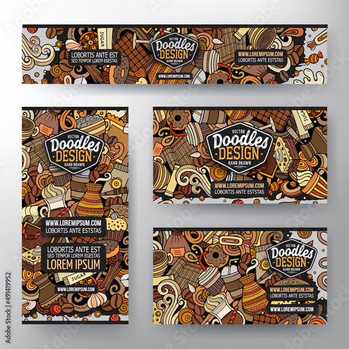Cartoon vector doodle set of Africa corporate identity templates.