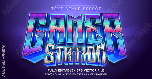 Gamer Station Text Style Effect. Editable Graphic Text Template.