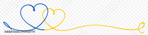 Yellow blue two heart ribbon in Ukraine flag colors – stock vector