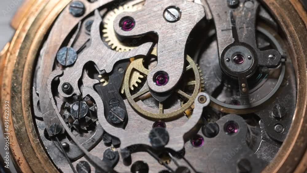 Macro of the mechanism of a clock inside. Macro of the mechanism of a clock inside.