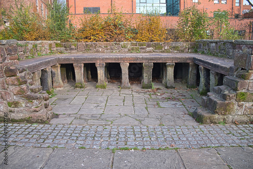 Ruins of a roman bath in the Roman Gardens in Chester,UK. photo