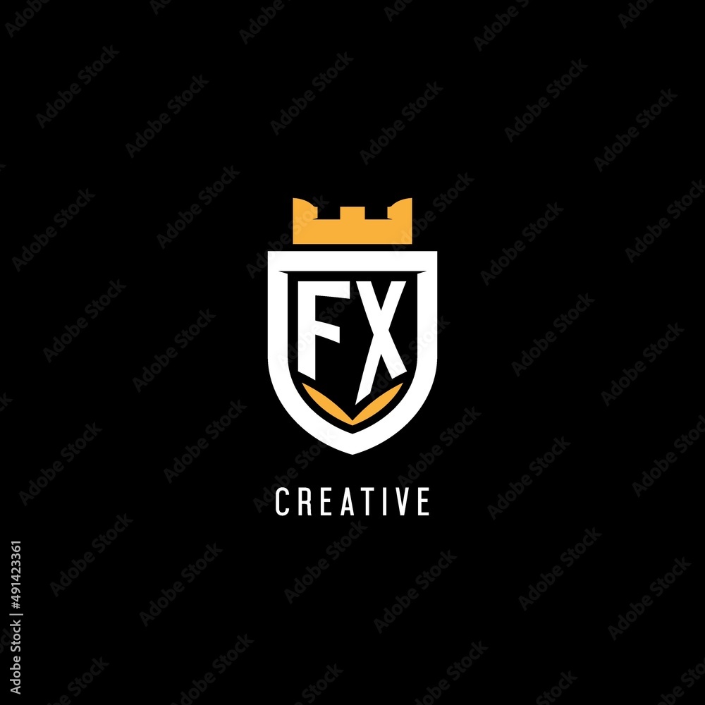 Initial FX logo with shield, esport gaming logo monogram style Stock ...