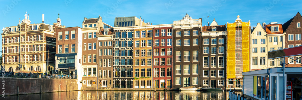 amsterdam city landscape river side panorama