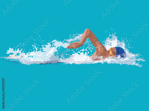 Freestyle Swimming Stroke in illustration graphic vector
