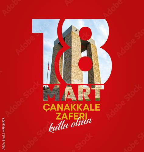 18 March Canakkale Martyrs Monument. Modern and ready share and memorial design. Translate: 18 March 1915- Çanakkale-Turkey.