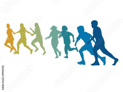 Friends Run Together in illustration graphic vector
