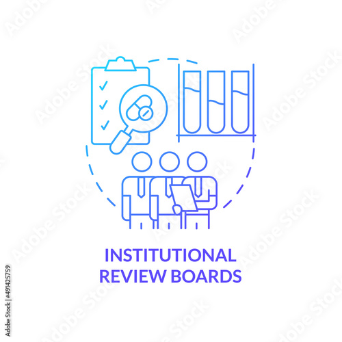 Institutional review boards blue gradient concept icon. Medical research. Safety of clinical trials abstract idea thin line illustration. Isolated outline drawing. Myriad Pro-Bold font used