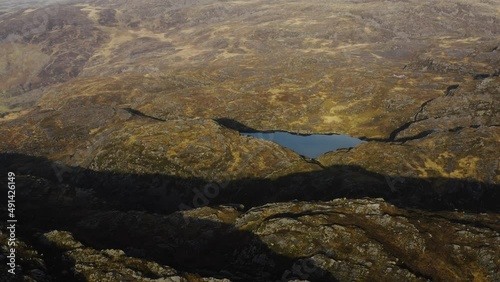 Aerial view of the badlands of the Rhinogydd in North Wales Snowdonia area photo