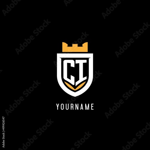 Initial CI logo with shield, esport gaming logo monogram style