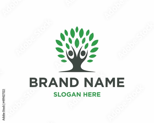 People tree shape nature logo design - psychology vector - people vector -  tree icon