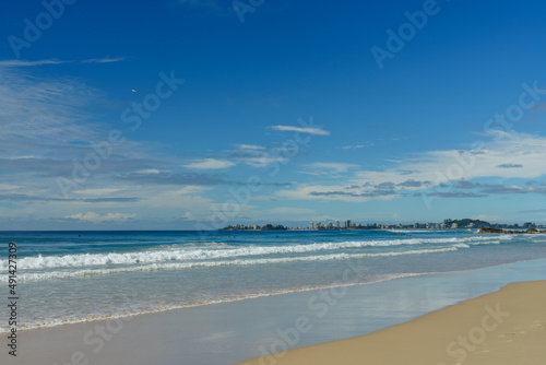 View to the south along the shoreline at Currumbin Beach to Coolangatta in the distance. Gold Coast  Queensland  Australia.