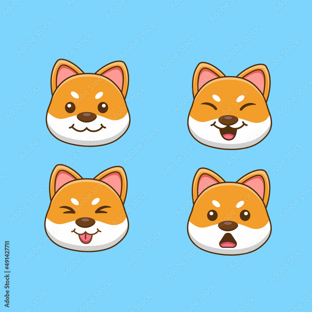 Shiba Inu dog face set. Vector illustration Shiba Inu dog face set. Vector illustration