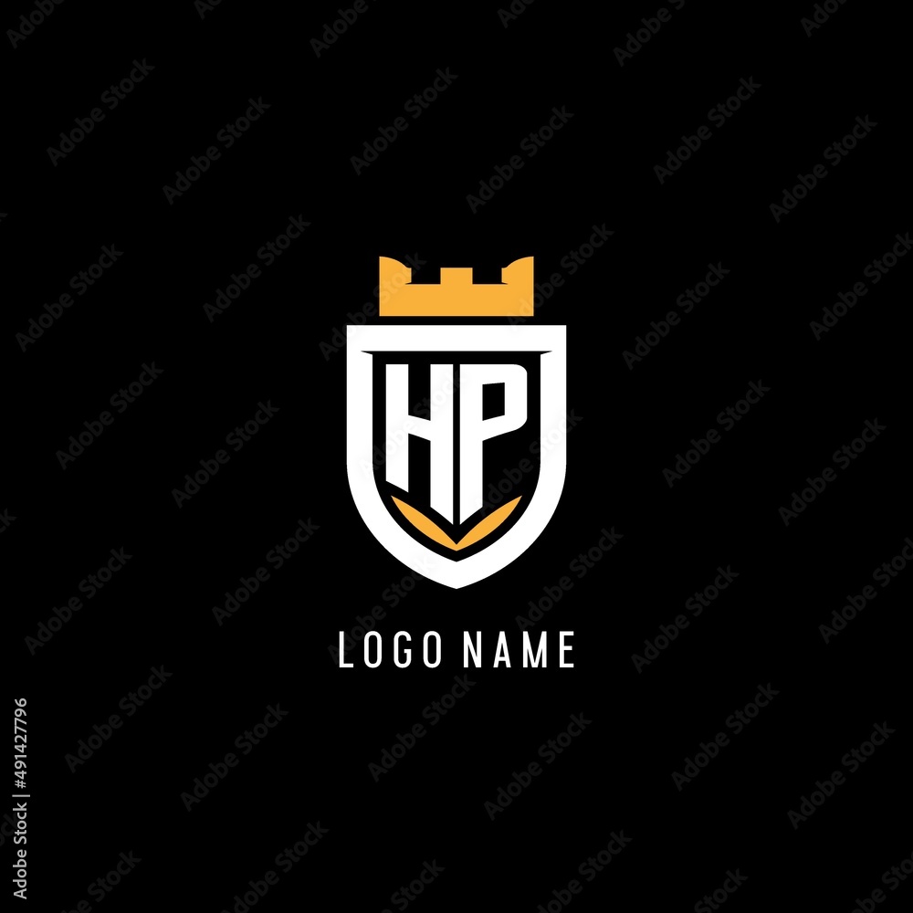 Initial HP logo with shield, esport gaming logo monogram style Stock ...