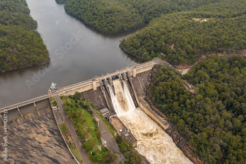 Sticker Aerial view of Warragamba Dam in outer South Western Sydney suburb of Warragamba