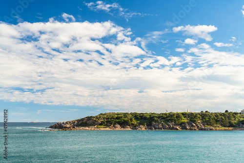 Port Elliot beach with the obelisk on a bright day during the winter season, Fleurieu Peninsula, South Australia