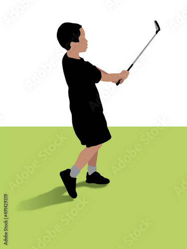 Junior Golfer silhouette in illustration graphic vector