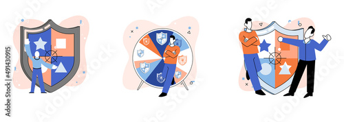 Confidence concept. Person has private conversation metaphor. Confidential communication. Trust property, reassuring partnerships, conviction. Protection of intellectual property. Confidential data