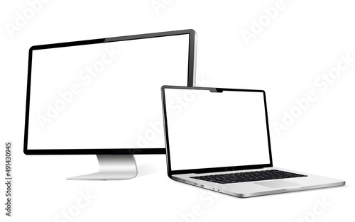 Responsive design computer display with laptop mock up