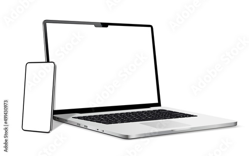 laptop and smartphone with blank touch screen