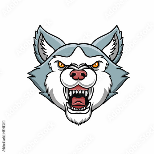 Angry wolf head mascot illustration