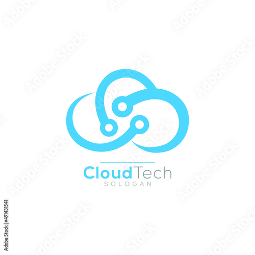 Cloud technology & Digital logo Design vector illustration