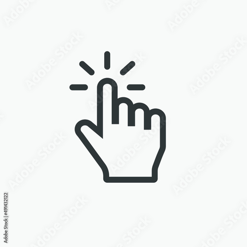 Hand finger touch, click, point icon vector isolated