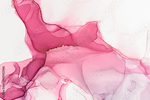 Abstract alcohol ink fluid art background in pink photo