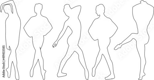 Vector silhouette of ladies, front, back, lateral, view perfect to include in your architecture projects, renders, sketches or plans.