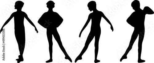 Vector silhouette of ladies, front, back, lateral, view perfect to include in your architecture projects, renders, sketches or plans.