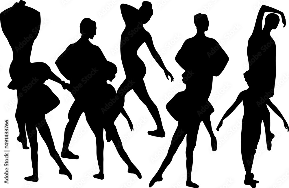 Vector silhouette of ladies, front, back, lateral, view perfect to ...