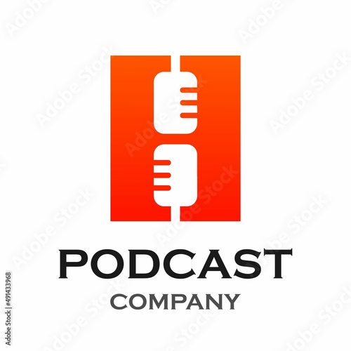 Letter h with podcast logo template illustration. suitable for podcasting, internet, brand, musical, digital, entertainment, studio etc