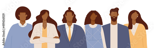 Group of business black people. Avatars of African American people. Businessman and businesswoman together. Vector illustration in flat design on isolated background. Black lives matter. 