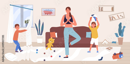 Children Bad Behavior Flat Composition