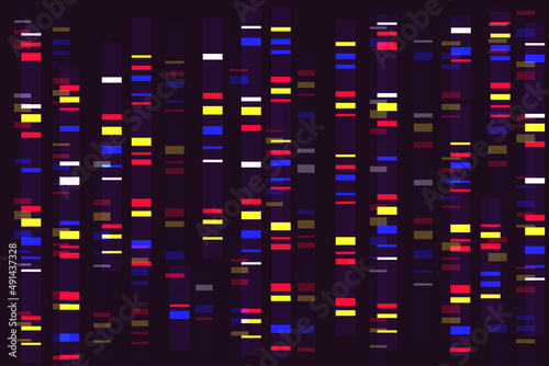 Genome sequencing map, infographic or DNA molecular test. Genetic sequencing technology concept