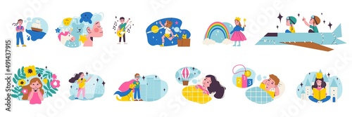 Children Dreams Icon Set