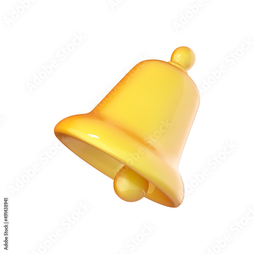 Yellow bell icon in cartoon 3d style. Bell notification. Icon in cartoon design isolated on white background. Vector illustration
